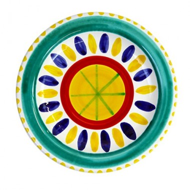 Sicilian Ceramic Round Plate De Simone Pottery Lipari PTLP Sicilian Ceramic Round Plate De Simone Pottery Lipari PTLP